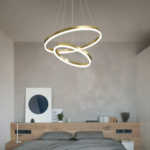 Lustra LED 2 cercuri Gold 30 + 50 cm,  6440 lm , SMD Led, 46 + 46 W, Auriu - imagine 2