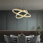 Lustra LED 2 cercuri Gold 30 + 50 cm,  6440 lm , SMD Led, 46 + 46 W, Auriu - imagine 3