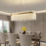 Candelabru Sticlă si Metal LED , Auriu