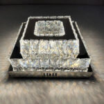 Lustră Cristal Pătrată ,2 x 30 W, Negru
