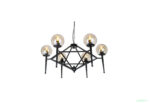 Candelabru rustic din metal cu 6 becuri , Diametru 65 cm, E27 , Negru