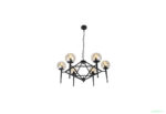 Candelabru rustic din metal cu 6 becuri , Diametru 65 cm, E27 , Negru - imagine 2