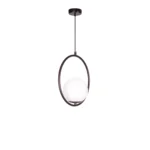 Pendul modern sferic metal si sticla , diametru glob 15cm, 1 X E27, Negru - imagine 2