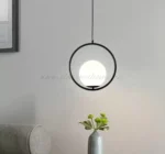 Pendul modern sferic metal si sticla , diametru glob 15cm, 1 X E27, Negru - imagine 4