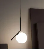 Pendul modern metal si sticla cu abajur pe filet , diametru glob 15cm, 1 X E27, Negru