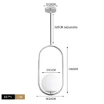 Pendul oval cu abajur de sticla, Bravi, E27, Silver - imagine 2