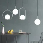 Pendul oval cu abajur de sticla, Bravi, E27, Silver - imagine 3