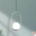 Pendul oval cu abajur de sticla, Bravi, E27, Silver