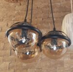 Pendul sticlă fumurie, Jupiter 3 Globuri,  3 x E27, Maro