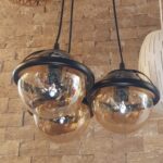 Pendul sticlă fumurie, Jupiter 3 Globuri,  3 x E27, Maro