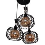 Lustră sticlă fumurie, Orbital Harmony,  3 x E27, Maro