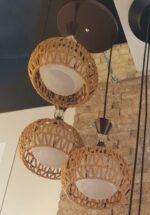 Pendul rustic din sfoară, Three Rope,  3 x E27, Maro