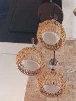 Pendul rustic din sfoară, Three Rope,  3 x E27, Maro - imagine 2