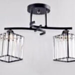 Lustră cu design modern-industrial ,2 becuri E27, Cub2, Negru