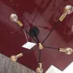 Lustra cu design minimalist,5 surse de lumină,E27 , RADIAL 5, Negru/Auriu