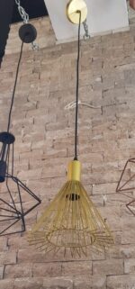 Pendul metalic pentru cafenele in forma de con, Metal Golden Cone, Metal, 1 x E27, Auriu