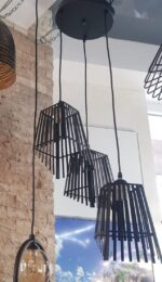 Lustra moderna din metal, Urban Cage 3, Metal, 3 x E27, Negru - imagine 4