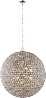 Lustră Glob Cristal Suspendată, 3 x E27 , Argintiu - imagine 3