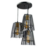 Lustra moderna din metal, Urban Cage 3, Metal, 3 x E27, Negru