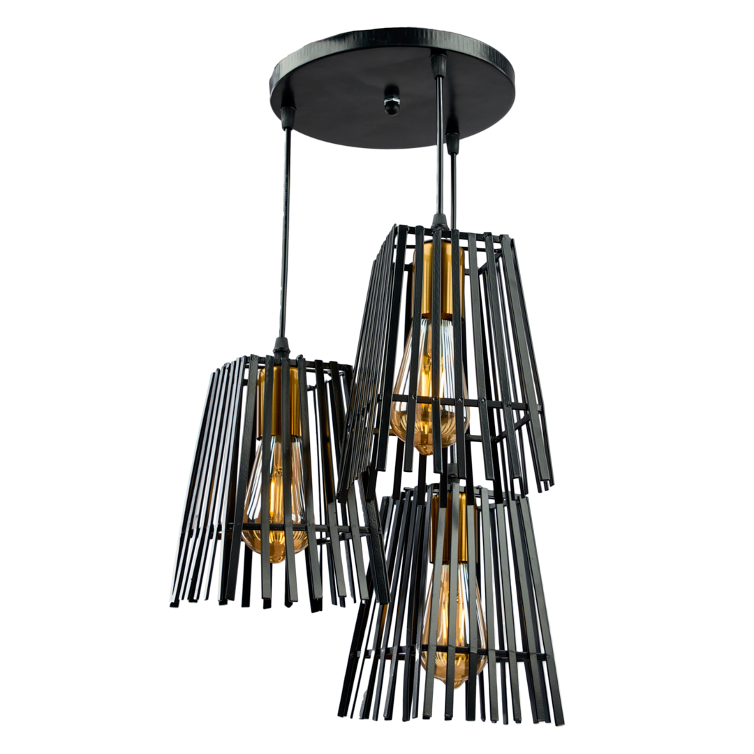 YSN5301 Lustra moderna din metal, Urban Cage 3, Metal, 3 x E27, Negru - imagine 1