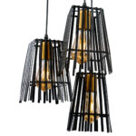 Lustra moderna din metal, Urban Cage 3, Metal, 3 x E27, Negru - imagine 2