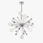 Lustra asimetrica Silver Fantasy ,12 X G9, Argintiu/Alb