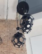 Pendul asimetric , stil industrial , Hanoi Dodecaedru,  3 x E27, Negru - imagine 3