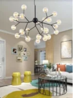 Candelabru Led Model Sputnik Firefly ,27 led-uri, Lumina rece , Negru - imagine 2