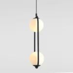 Pendul modern Oval Led, 2 corpuri de iluminat E27, Metal , sticlă , Negru - imagine 2