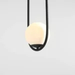 Pendul modern Oval Led, 2 corpuri de iluminat E27, Metal , sticlă , Negru - imagine 4