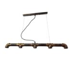 Pendul stil industrial, Vintage Steampunk , teava de metal antichizat, 5 x E27 ,Maro - imagine 4