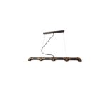 Pendul stil industrial, Vintage Steampunk , teava de metal antichizat, 5 x E27 ,Maro - imagine 6