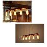 Pendul stil industrial, Vintage Steampunk , teava de metal antichizat, 5 x E27 ,Maro - imagine 5