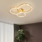 Lustra Infinity Gold cu Telecomandă, 3 Cercuri, SMD Led, Auriu - imagine 3