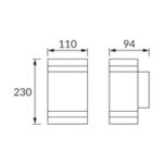 Aplică LED exterior, iluminare dublă sus-jos, design modern, negru , BRUNO, 2 x GU 10 D, Negru - imagine 2