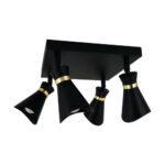 Plafonieră living modernă cu 4 spoturi reglabile,  LORETA SPT E14 4D , design elegant ,Negru Auriu