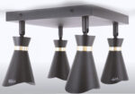 Plafonieră living modernă cu 4 spoturi reglabile,  LORETA SPT E14 4D , design elegant ,Negru Auriu - imagine 2